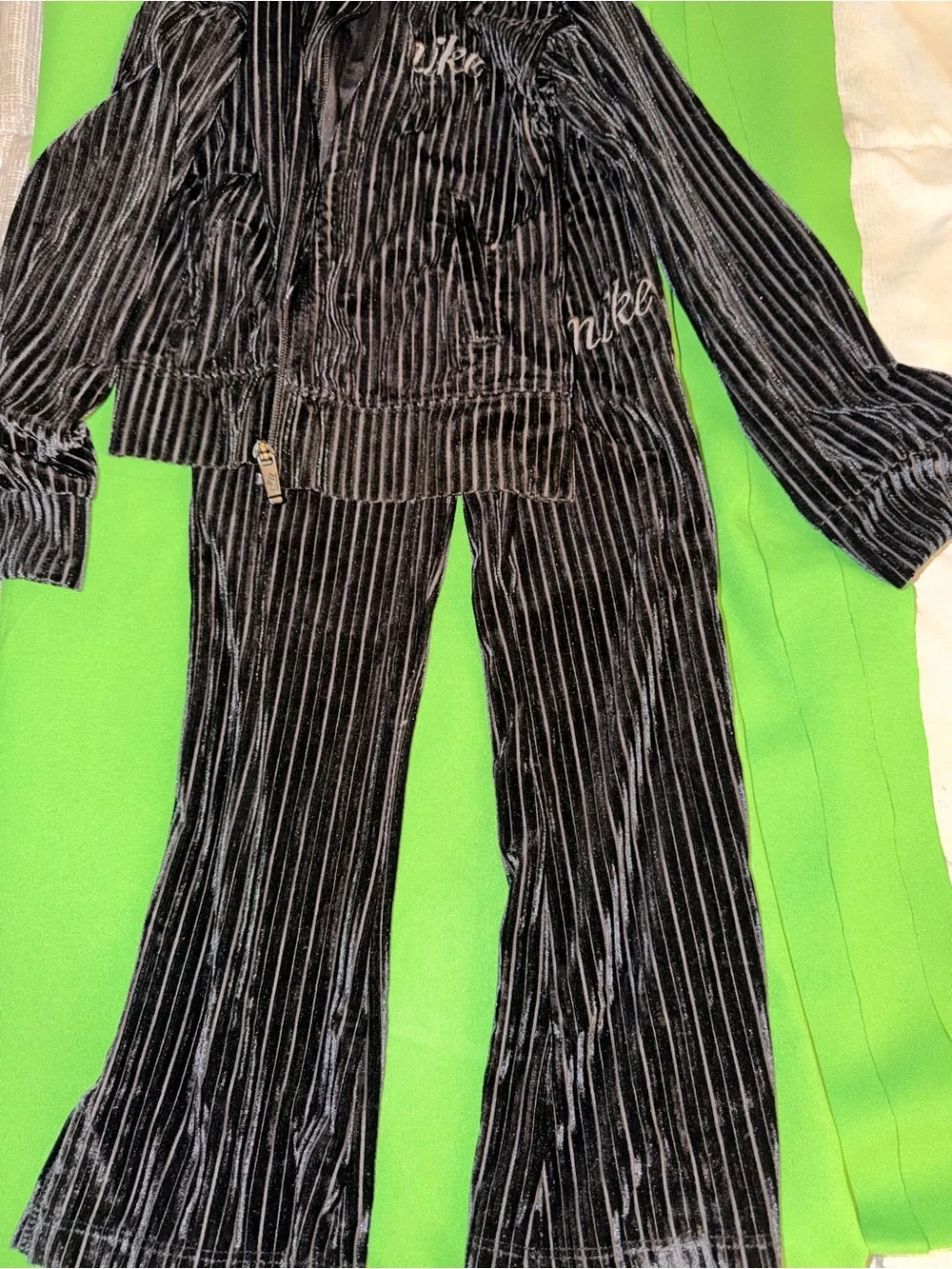Nike Black Velour Pinstripe Track Jacket & Pants